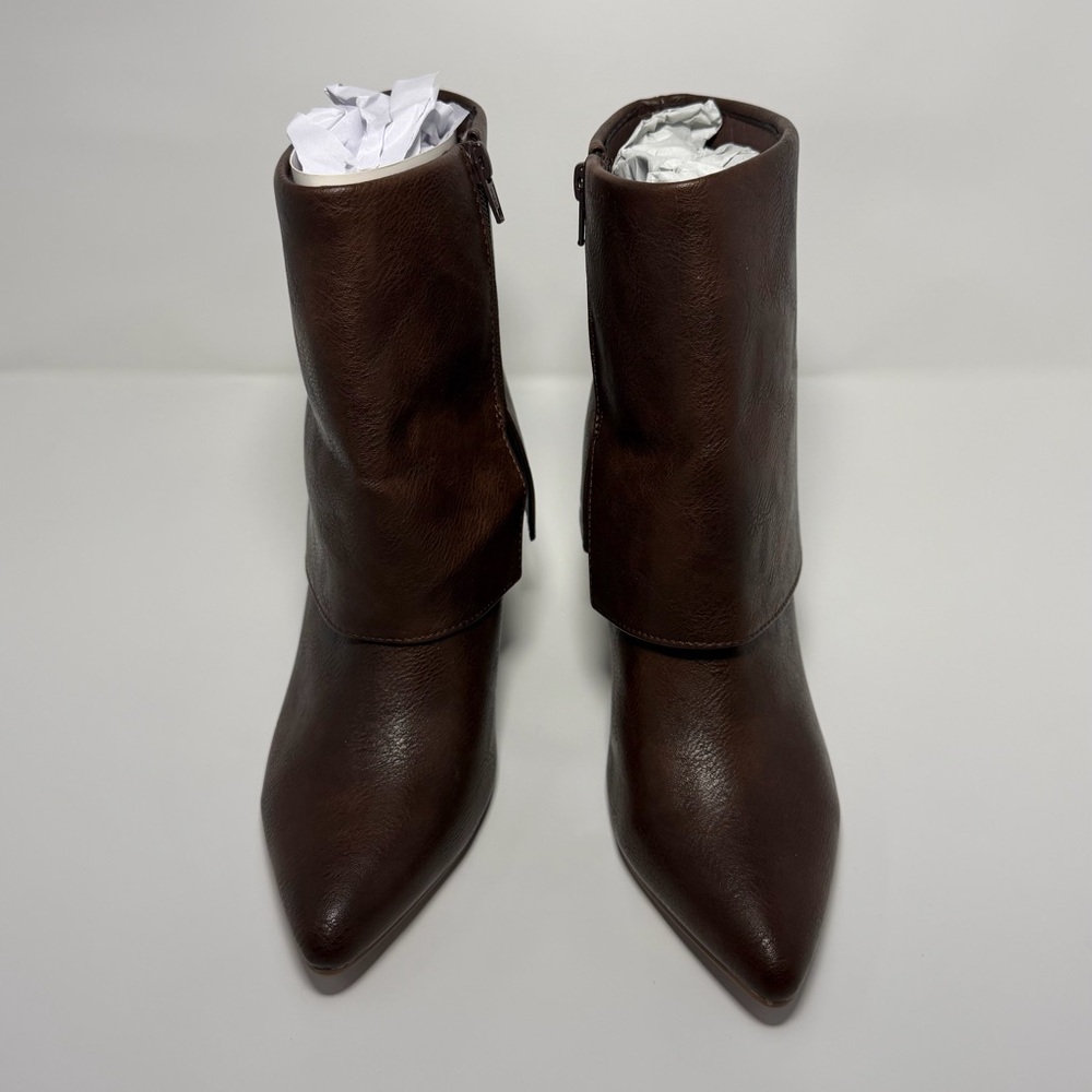 NWOB Sonoma Goods for Life Women's Boots Size 7.5 Brown Faux Leather, Block Heel